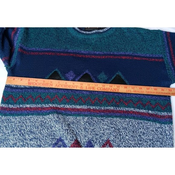 Vintage 90s Impact L Sweater Crew Neck Leather Patches Mountain Ski Retro READ - Picture 10 of 16